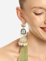 Women's Gold Tone Beaded Kundan Ethnic Jhumki Earring