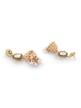 Women's Gold Tone Beaded Kundan Ethnic Jhumki Earring