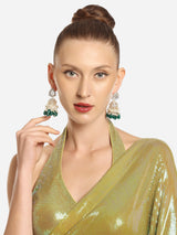 Women's Green Stones Cluster Beads Drop Jhumka Earring