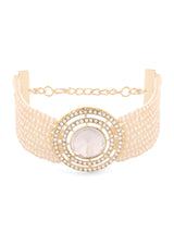 Women's Gold Tone Dazzling Austrian Diamonds Multistrand Pearls Bracelet-ZPFK16599