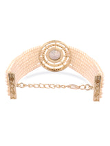 Women's Gold Tone Dazzling Austrian Diamonds Multistrand Pearls Bracelet-ZPFK16599