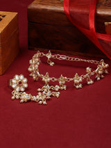 Women's Gold Tone Kundan & Pearls Embellished Ethnic Hand Harness-ZPFK16602