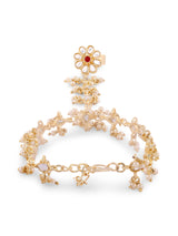 Women's Gold Tone Kundan & Pearls Embellished Ethnic Hand Harness-ZPFK16602