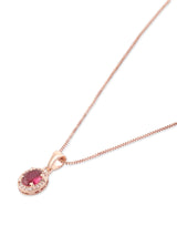 Women's Pink Rose Gold Contemporary Cubic Zirconia Pearl Embellished Pendant and Chain