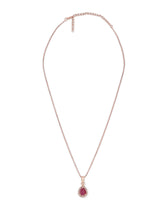 Women's Pink Rose Gold Contemporary Cubic Zirconia Pearl Embellished Pendant & Chain-ZPFK16622