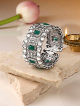 Women's Green Kundan & Stones Traditional Oxidised Bracelet-ZPFK16625
