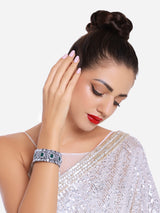 Women's Green Kundan & Stones Traditional Oxidised Bracelet-ZPFK16625