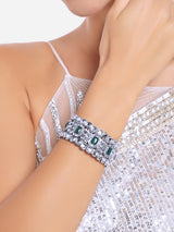 Women's Green Kundan & Stones Traditional Oxidised Bracelet-ZPFK16625