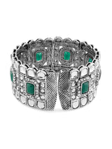 Women's Green Kundan & Stones Traditional Oxidised Bracelet-ZPFK16625