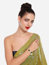 Women's Green Artificial Stones & Pearls Adjustable Bracelet-ZPFK16715