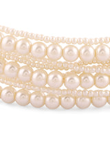 Women's White Pearls Multistrand Beaded Choker Necklace and Earring Set