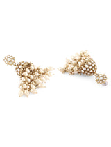 Women's Gold Tone Kundan and Cluster Pearl Drop Traditional Jhumka Earring