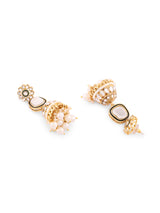 Women's Gold Tone Kundan & Pearls Long Bridal Necklace Earring Maangtikka & Ring Set-ZPFK16756