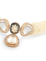 Women's Gold Tone Dazzling Stones and Austrian Diamonds Choker Necklace Earring with Ring Set