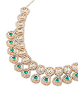 Women's Green Kundan & Dazzling Austrian Diamonds Necklace Earring & Ring Set
