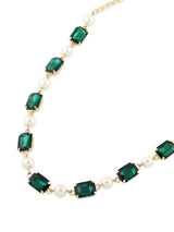 Women's Green Artificial Stones & Pearls Contemporary Necklace & Earring Set-ZPFK16811