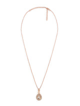Women's Rose Gold Contemporary Austrian Diamond Embellished Drop Shape Pendant & Chain-ZPFK16812