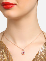 Women's Rose Gold Austrian Diamond Embellished Drop Shape Pendant and Chain - Pack of 2