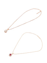 Women's Rose Gold Austrian Diamond Embellished Drop Shape Pendant and Chain - Pack of 2