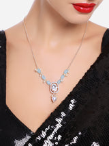 Women's Combo of 2 Turquoise Blue & Purple Austrian Diamonds & Beads Embellished Necklace Set-ZPFK16838