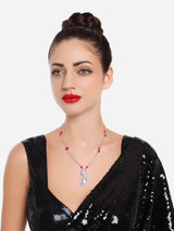 Women's Combo of 2 Turquoise Blue & Purple Austrian Diamonds & Beads Embellished Necklace Set-ZPFK16838