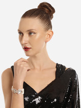 Women's Combo of 2 Gold Tone & Green Multistrand Kundan & Beads Ethnic Bracelet-ZPFK16845