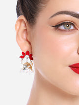 Women's Combo of 2 Turquoise Blue & Red Enamel Beads Ethnic Drop Earring-ZPFK16847