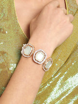 Women's Combo of 2 Pink & Mint Green Multistrand Kundan & Beads Ethnic Bracelet-ZPFK16850