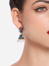 Women's Multicolor Enamel Beads & Kundan Traditional Jhumki Earring - Set of 2