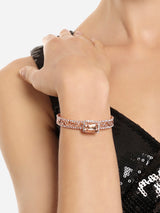 Women's Rose Gold Dazzling Austrian Diamonds Bracelet - Pack of 2