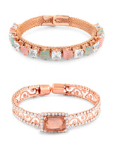 Women's Rose Gold Dazzling Austrian Diamonds Bracelet - Pack of 2