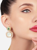 Women's Green and Blue Stones with Austrian Diamonds Traditional Drop Earring - Pack of 2