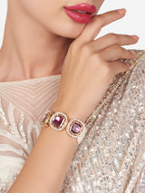 Women's Purple and Green Multistrand Dazzling Austrian Diamonds with Beads Bracelet - Pack of 2
