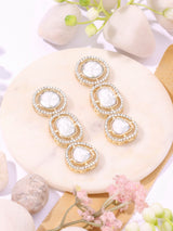 Women's Gold Tone Artificial Stones and Austrian Diamonds Dangle Earring