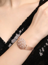 Women's Rose Gold Dazzling Cubic Zirconia Embellished Brass Kada Bracelet