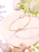 Women's Rose Gold Dazzling Cubic Zirconia Embellished Brass Kada Bracelet