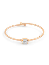 Women's Rose Gold Dazzling Cubic Zirconia Embellished Brass Kada Bracelet
