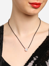 Women's Rose Gold Austrian Diamonds and Artificial Beads Embellished Mangalsutra