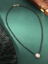 Women's Rose Gold Austrian Diamonds and Artificial Beads Embellished Mangalsutra