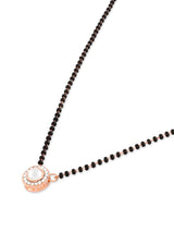 Women's Rose Gold Austrian Diamonds and Artificial Beads Embellished Mangalsutra