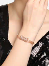 Women's Rose Gold Dazzling Cubic Zirconia Embellished Brass Kada Bracelet