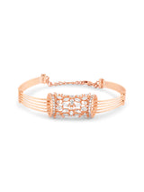 Women's Rose Gold Dazzling Cubic Zirconia Embellished Brass Kada Bracelet