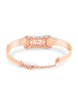Women's Rose Gold Dazzling Cubic Zirconia Embellished Brass Kada Bracelet