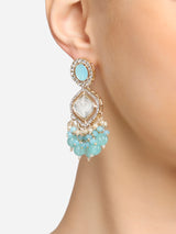 Women's Turquoise Blue Austrian Diamonds & Artificial Stones Dangle Earring-ZPFK16918