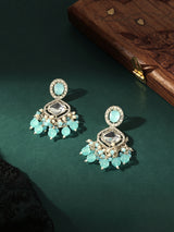 Women's Turquoise Blue Austrian Diamonds & Artificial Stones Dangle Earring-ZPFK16918