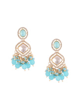 Women's Turquoise Blue Austrian Diamonds & Artificial Stones Dangle Earring-ZPFK16918