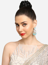 Women's Turquoise Blue Austrian Diamonds & Artificial Stones Dangle Earring-ZPFK16918