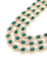 Women's Green Multi Layered Austrian Diamonds Artificial Stones & Beads Embellished Bridal Necklace & Earring Set