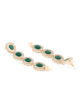 Women's Green Multi Layered Austrian Diamonds Artificial Stones & Beads Embellished Bridal Necklace & Earring Set