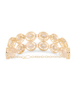 Women's Gold Tone Double Layered Austrian Diamonds and Artificial Stones Embellished Ethnic Bracelet